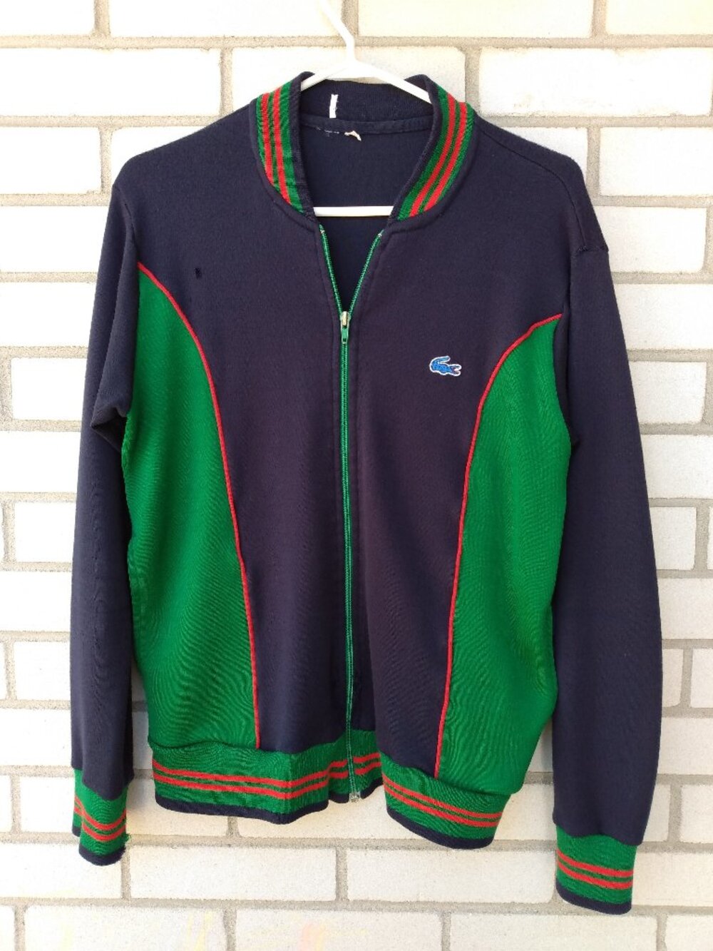 Vintage 80s IZOD Lacoste Sweatshirt Jacket Blue Alligator S/M 40" Chest